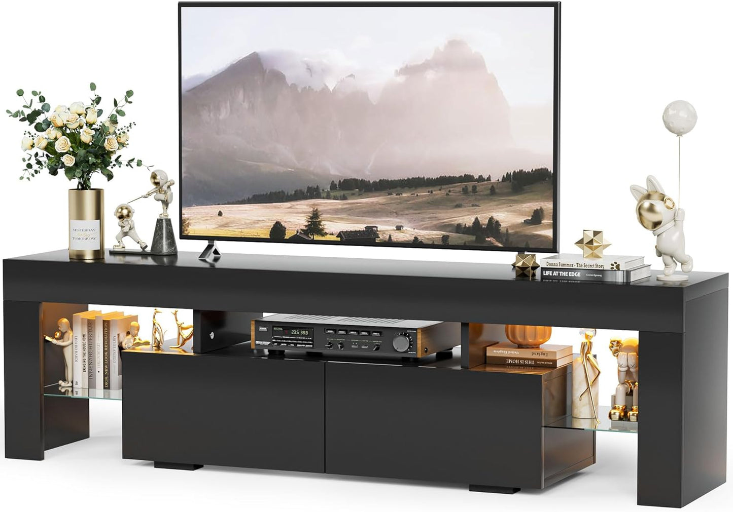 Modern LED TV Stand with RGB Gaming Lights