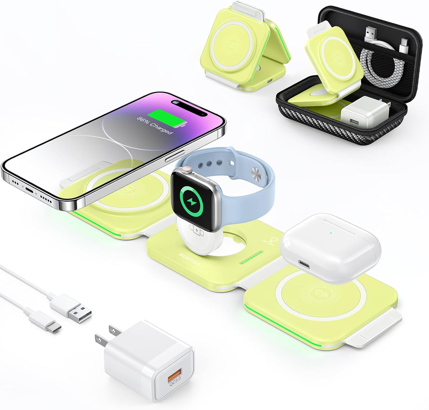 3 in 1 Charging Station for Apple Devices - Travel Friendly
