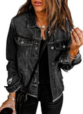 EVALESS Womens Boyfriend Washed Crop Denim Jean Jacket - Casual high