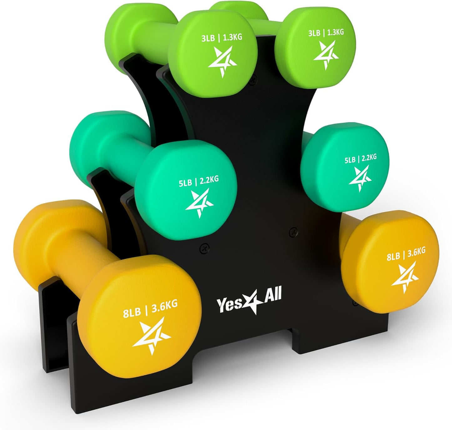 Yes4All Neoprene Coated Dumbbell Hand Weight Sets for Home Gym