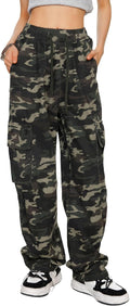 Camo Pants Women High Waisted Wide Leg Cargo - Casual Y2K Fit