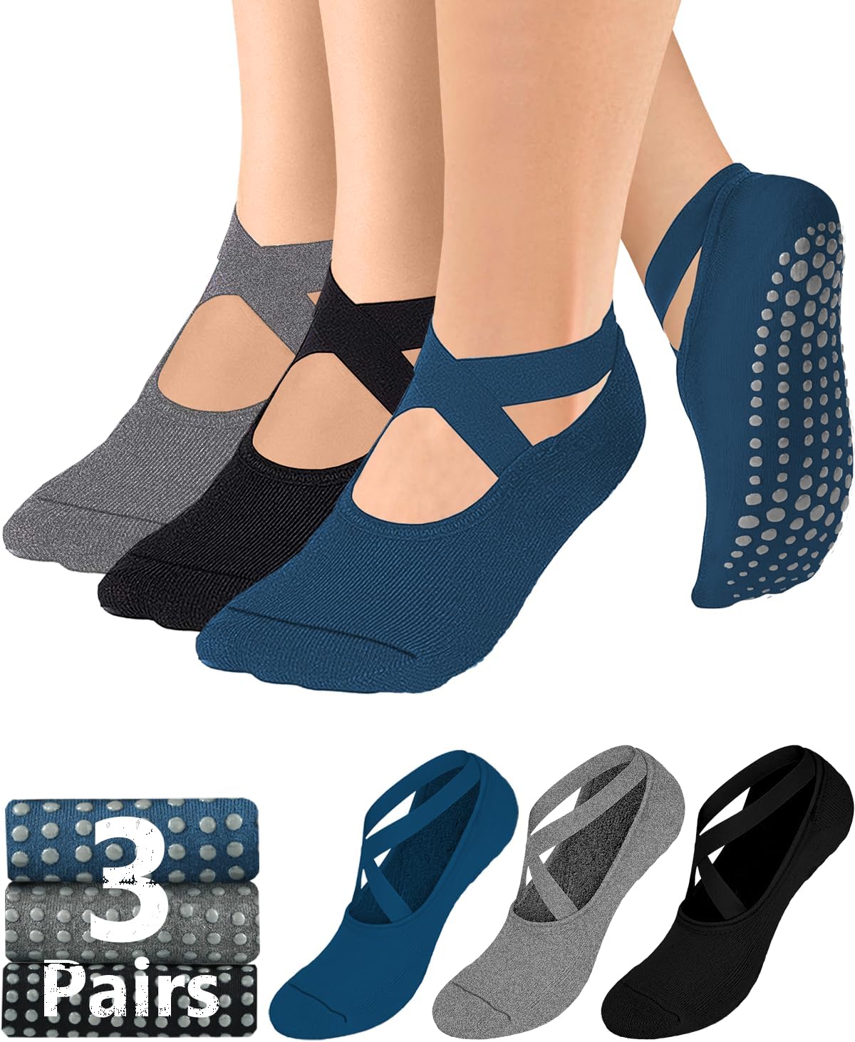 AURUZA Non-Slip Grip Socks for Women