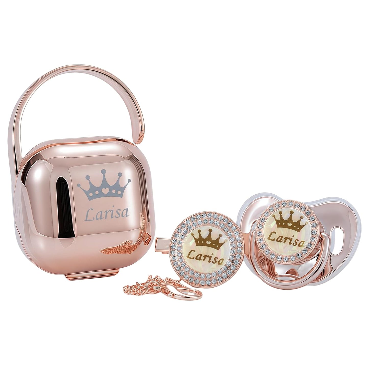 Personalized Bling Pacifier Box and Set for Newborns Gift