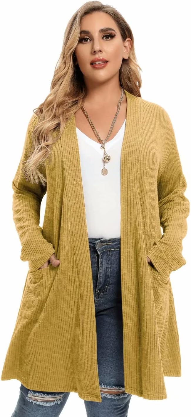 LARACE Open Front Knit Cardigan Sweaters for Women Plus Size