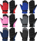 Kids Waterproof Winter Ski Gloves 6 Pairs Pack - Warm Full Finger Set