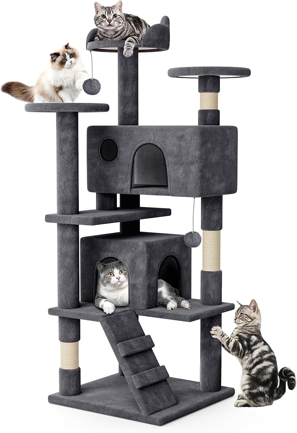 MoNiBloom 54 Inch Cat Tree Tower for Indoor Cats Large Adults