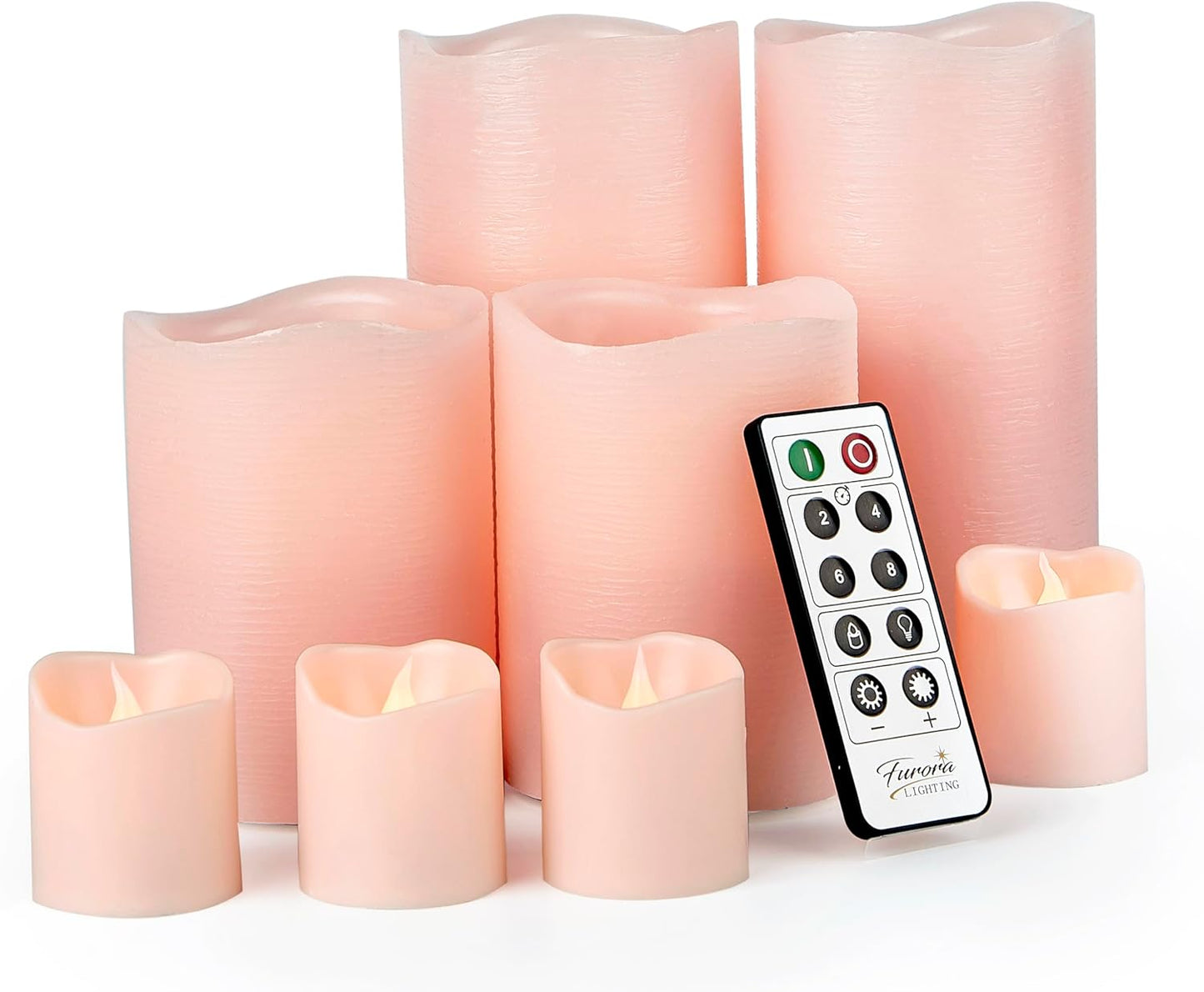 FURORA LIGHTING Pink Real Wax Flameless Candles for Home Decor