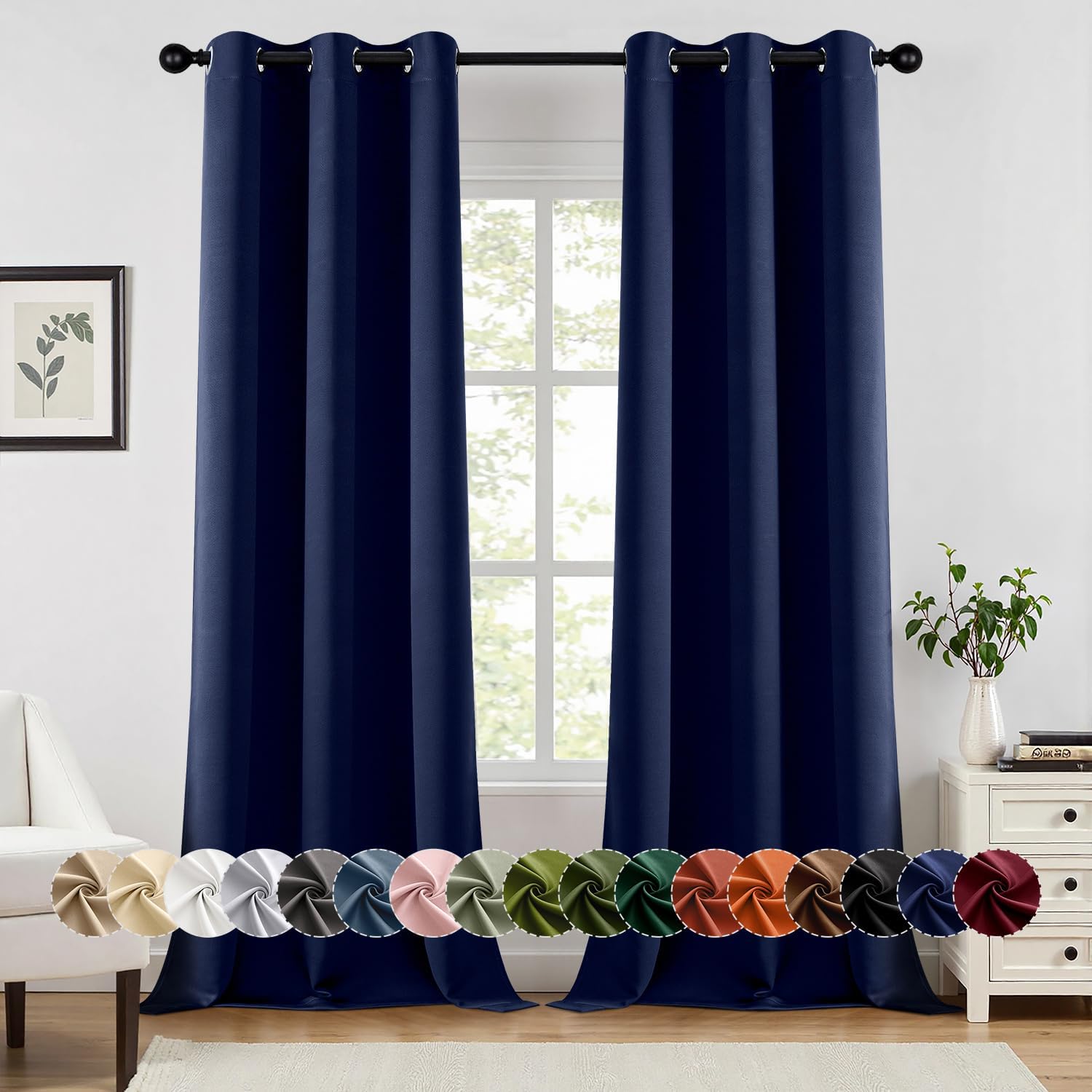 MIULEE Navy Blue Blackout Curtains for Bedroom and Living Room