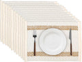 Niviy Boho Placemats Set of 12 12x18 in - Natural Cotton Burlap