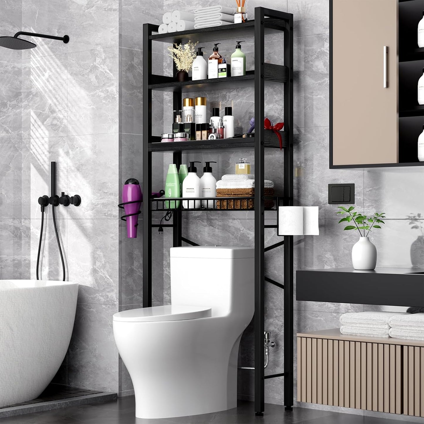 4-Tier Over The Toilet Storage Cabinet for Bathroom Organization