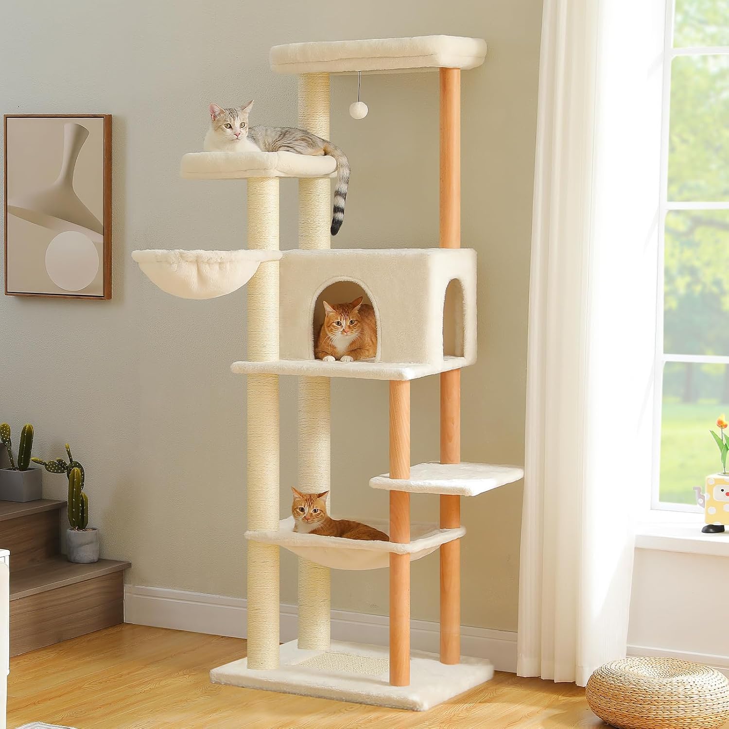 PAWZ Road 73 Inch Large Cat Tree with Hammocks and Scratching Posts