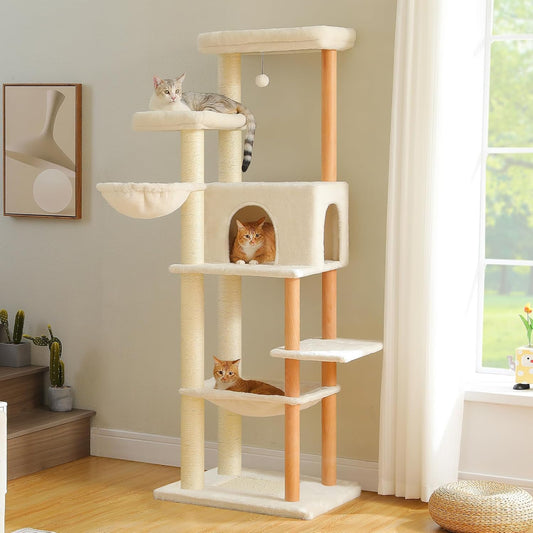 PAWZ Road 73 Inch Large Cat Tree with Hammocks and Scratching Posts