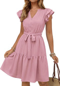 KIRUNDO Women Flutter Sleeve Summer Dress - Flattering Flowy Fit