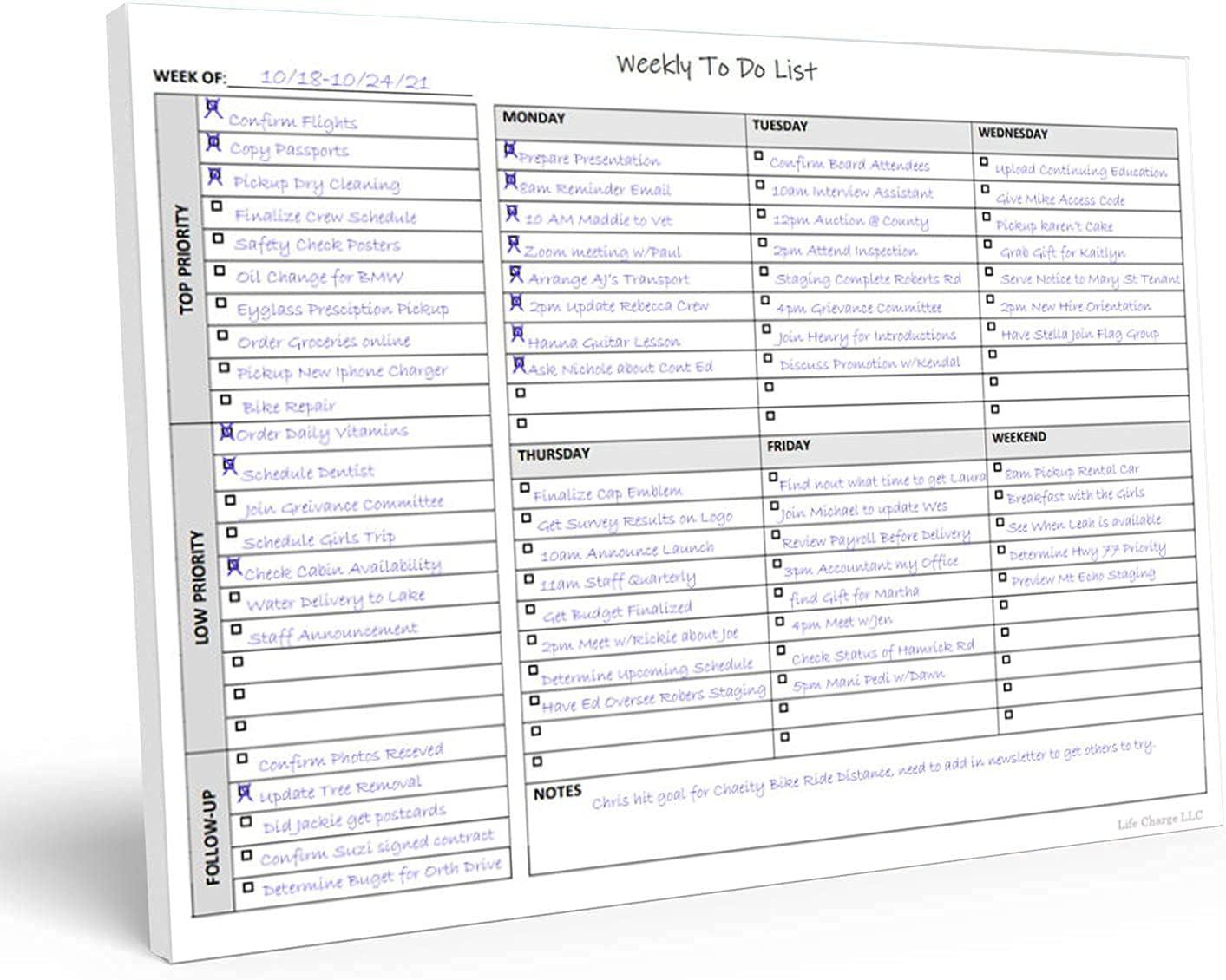 Life Charge Desk Planner Notepad - Max Productivity!