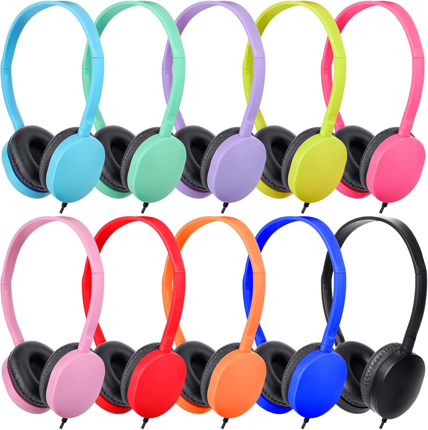 Wholesale Classroom Headphones Set - 25 Pack MultiColor 3.5mm Jack - OSSZIT