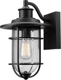Outdoor Wall Sconce Seeded Glass - Classic Black Porch Light