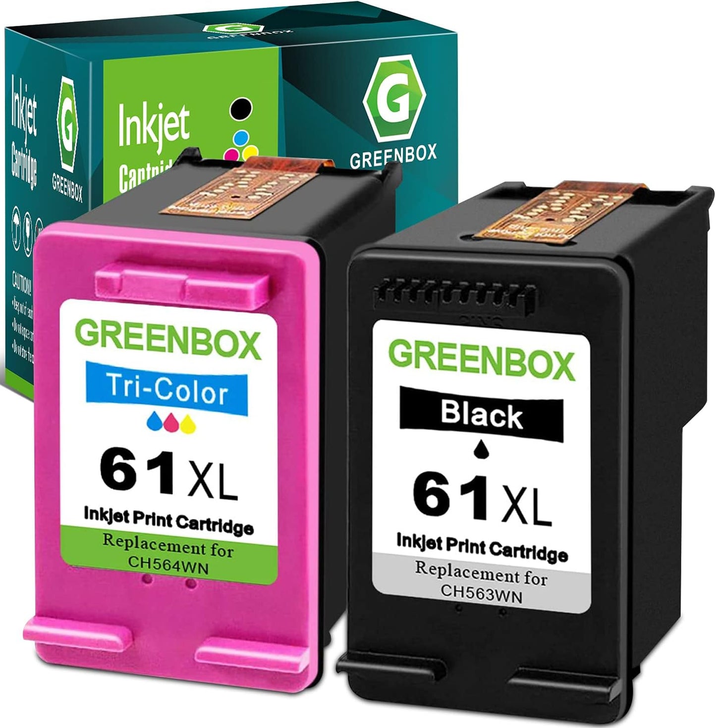 GREENBOX 61XL Ink Cartridge Replacement for HP Printers, 2-Pack