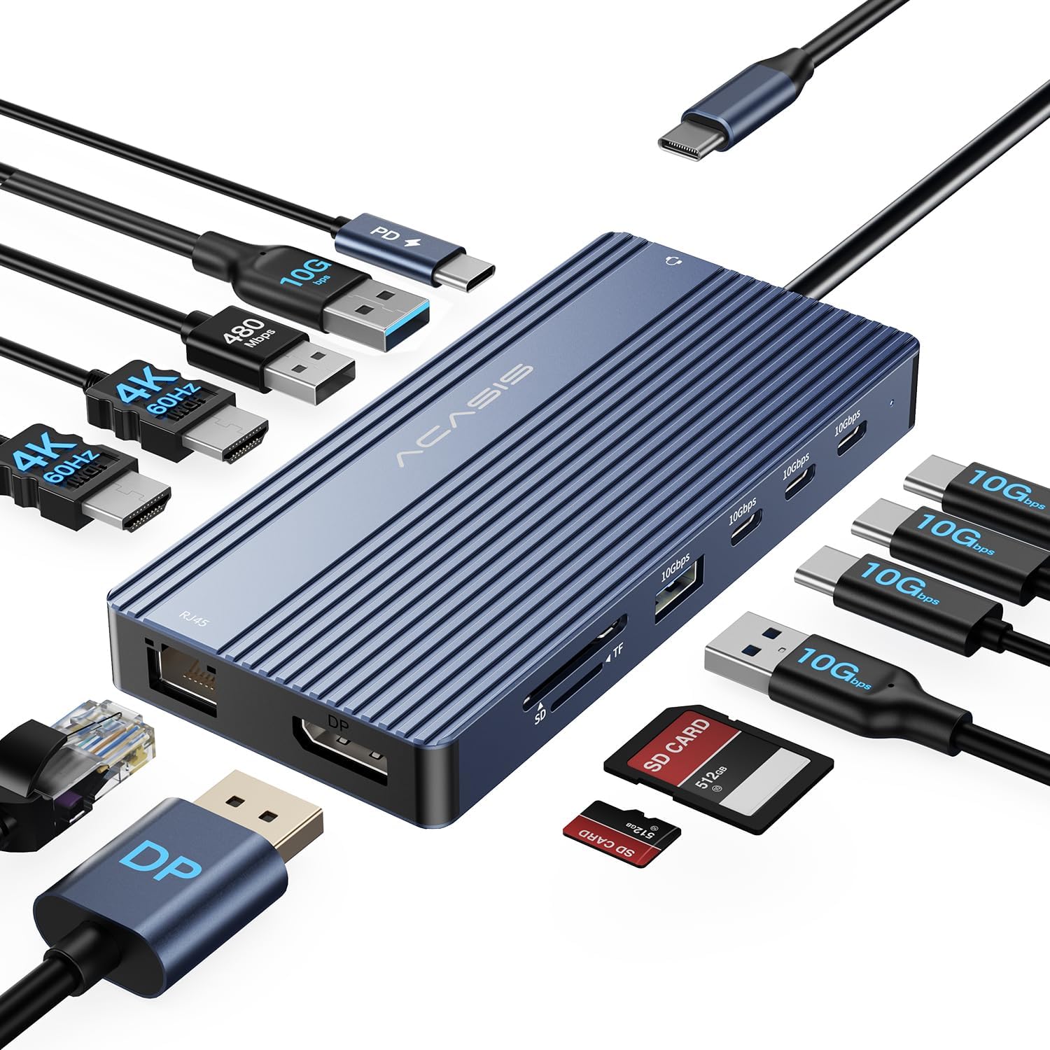 14-in-1 USB C Docking Station with Dual Monitor Support