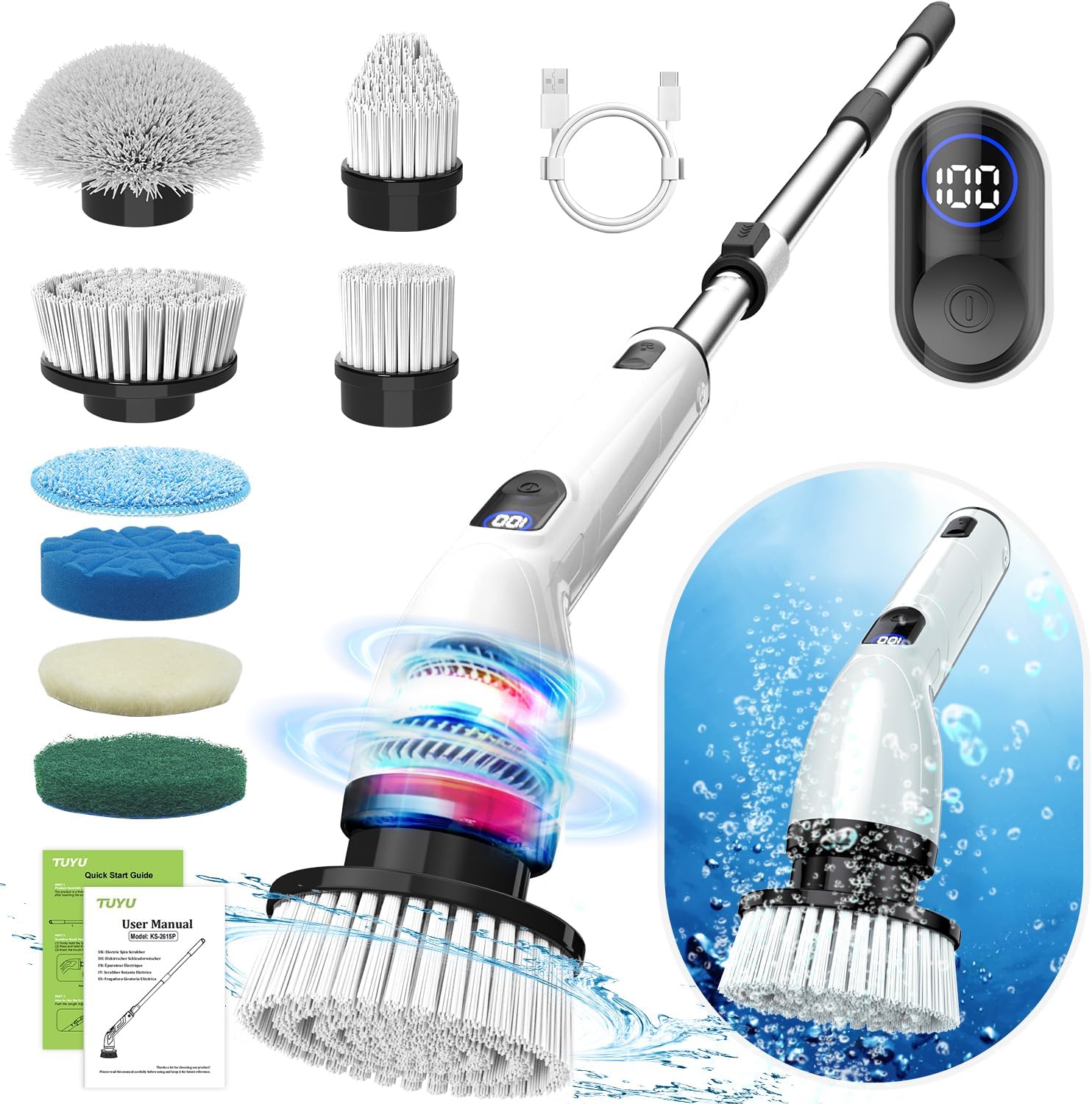 TUYU Electric Spin Scrubber: Cordless Bathroom Cleaning Tool