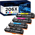 206X Toner Cartridges 4 Pack Replacement for HP 206A - High Yield 4