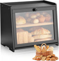 Double Layer Bread Box for Kitchen Counter - Large Bamboo Storage