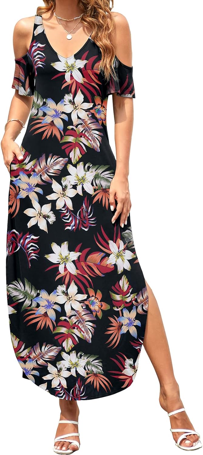 HUSKARY Women's Summer Maxi Dresses for Casual Beach Wear