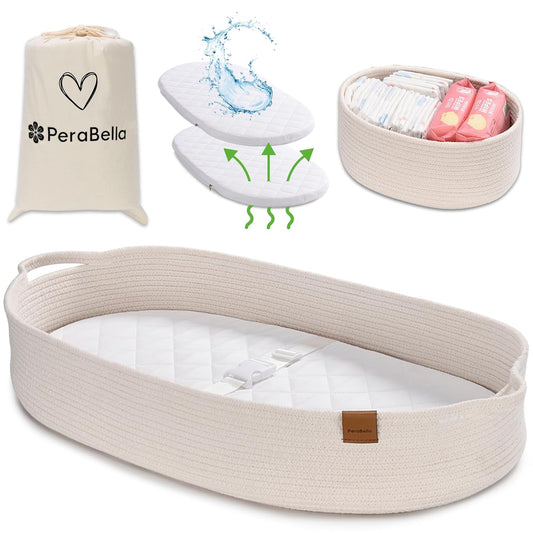 Unique Baby Changing Basket for Dresser - PeraBella Cotton Rope