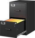 SISESOL 2 Drawer File Cabinet - Narrow Locking Under-Desk Storage