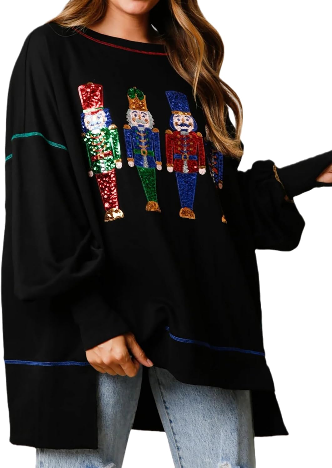 Sparkly Nutcracker Christmas Sweatshirt - Oversized Chic Style!