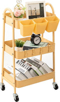 danpinera 3-Tier Rolling Cart - Sturdy Mobile Storage Cart