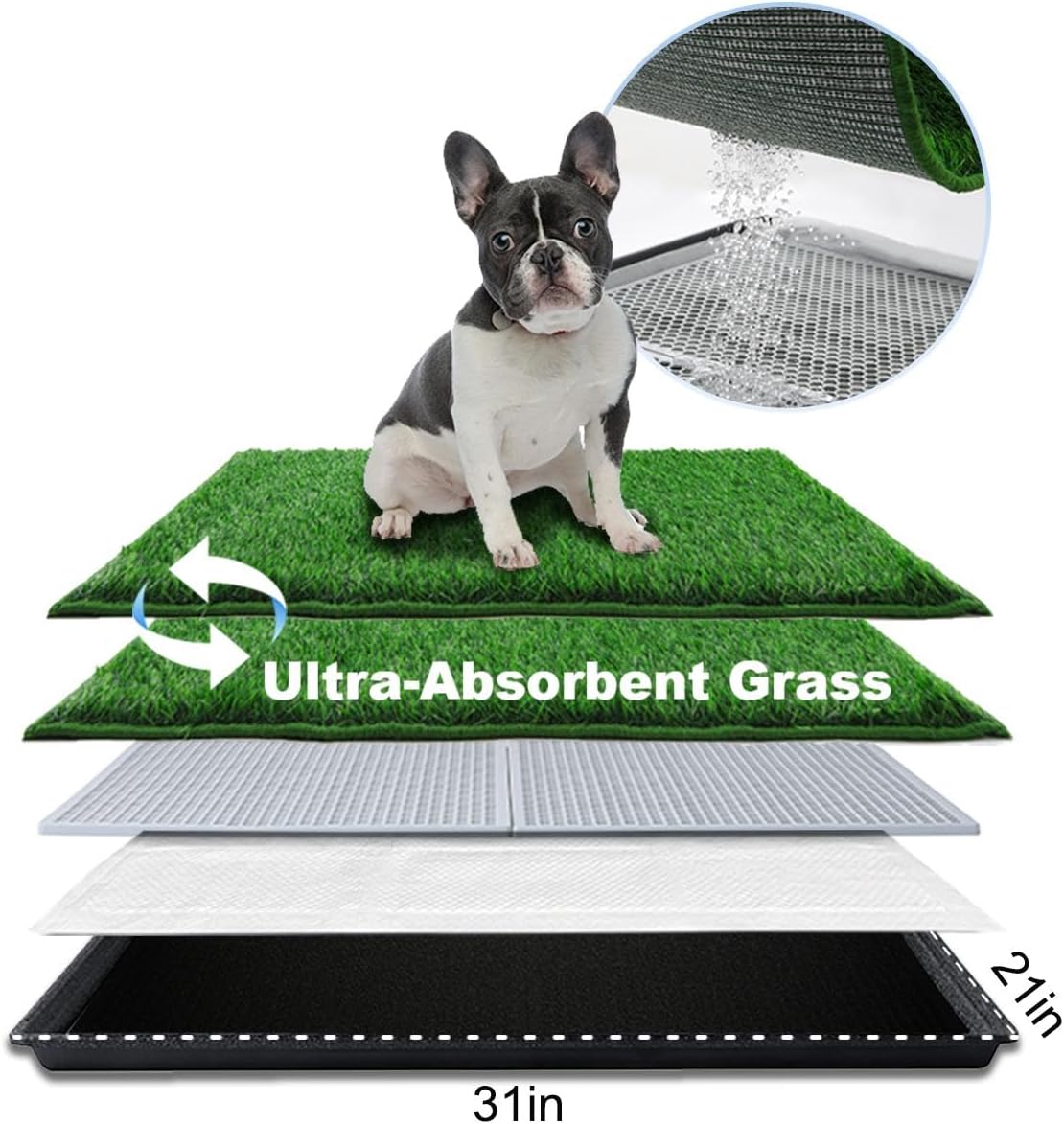Dog Grass Pad with Tray for Indoor and Outdoor Potty Training