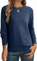 Womens Long Sleeve Crewneck Knit Sweater Pullover - Lightweight