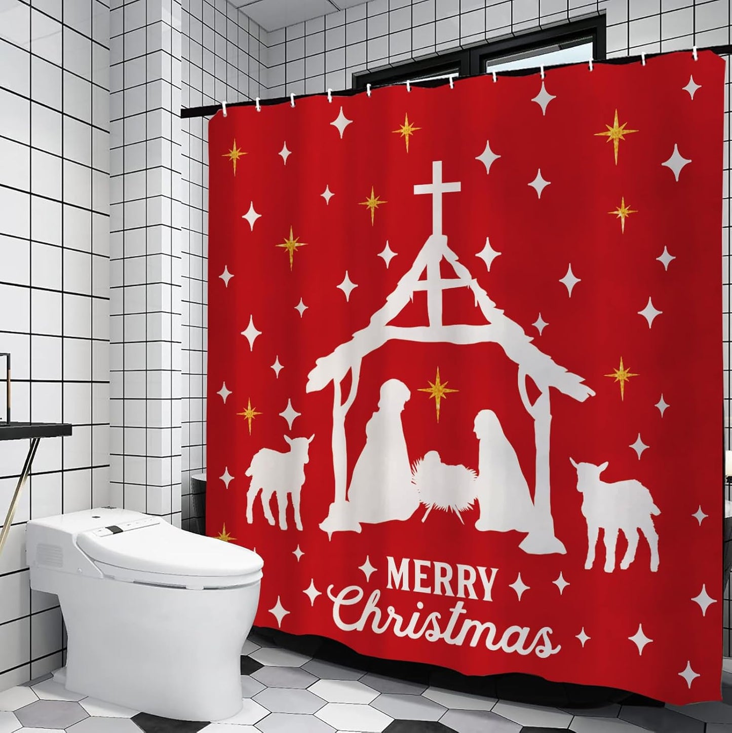 Holy Night Nativity Jesus Shower Curtain Set