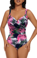 Plus Size One Piece Swimsuit - Ruched Tummy Control, Adjustable Straps