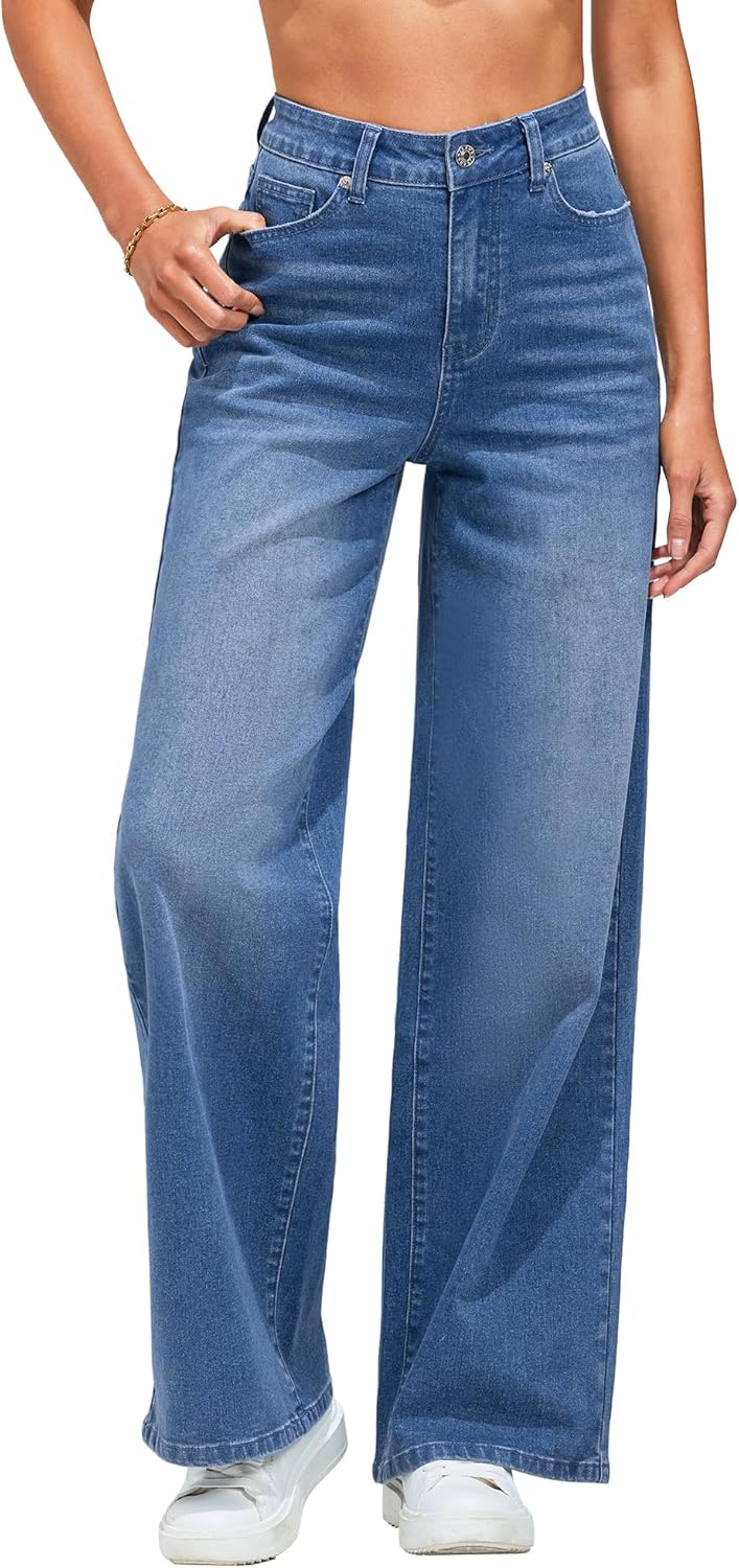 GRAPENT Wide Leg Jeans for Women - Trendy High Waisted Denim