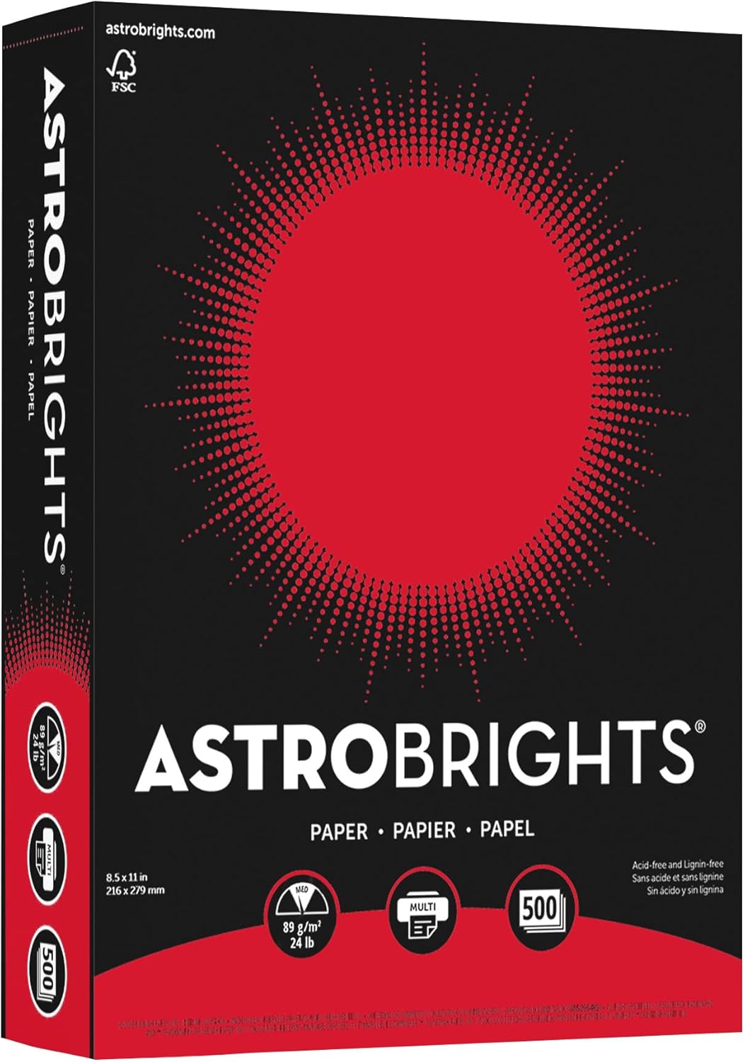 Vibrant Re-Entry Red Paper by Astrobrights - 24 lbs