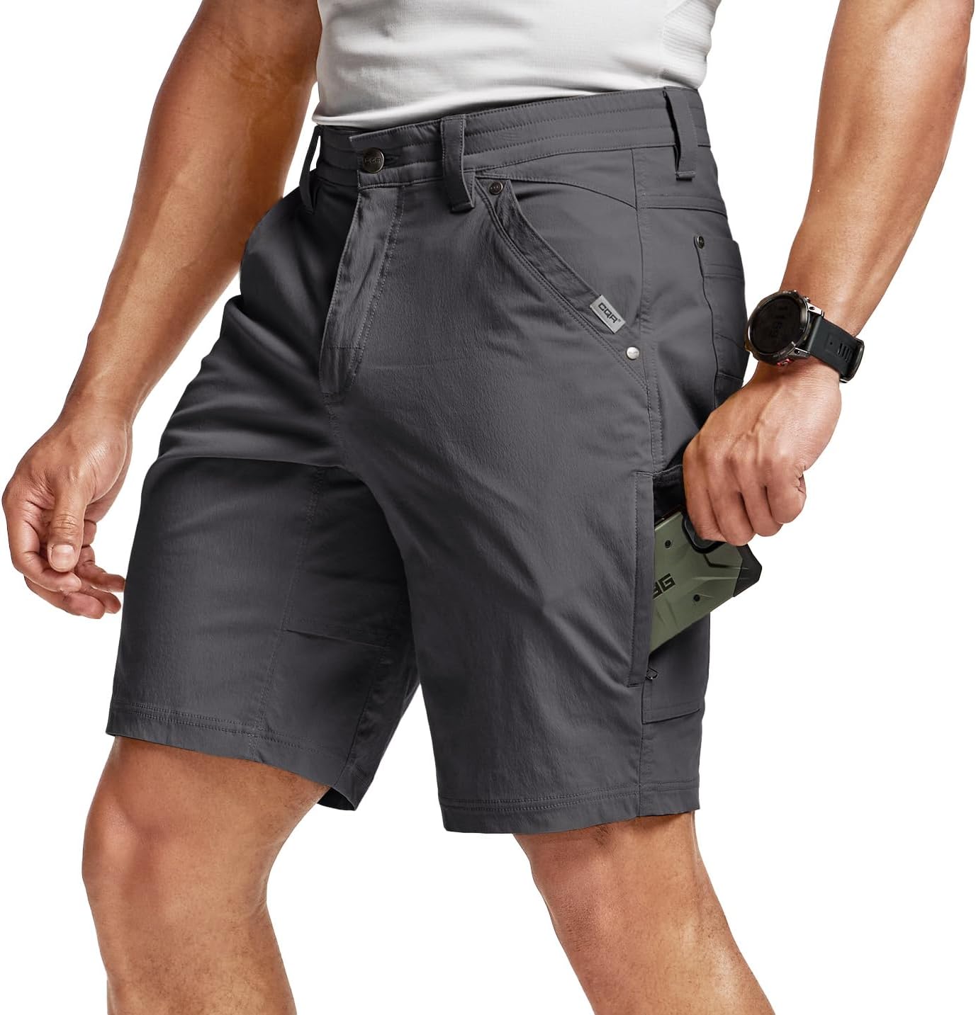 CQR Men's Stretch Utility Shorts for Hiking and Casual Wear
