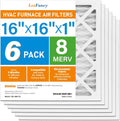 LotFancy 16x16x1 Air Filter MERV 8 Dust Defense - 6-Pack