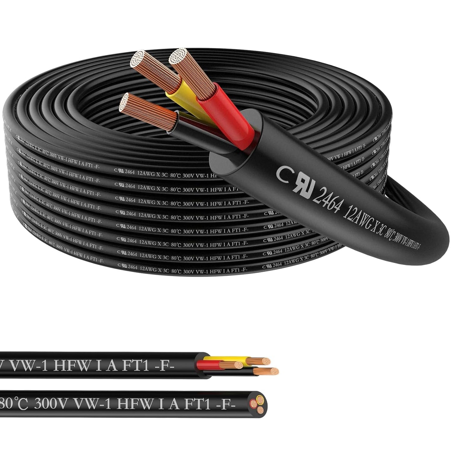 12 Gauge 3 Conductor PVC Sheathed Low Voltage Wire - 32.8 FT