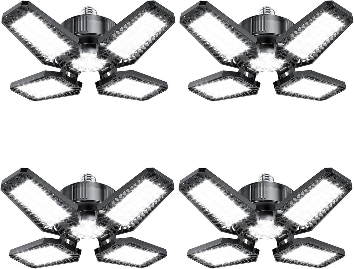Garage Light 4 Pack 120W with 4+1 Deformable Panels for Brightness