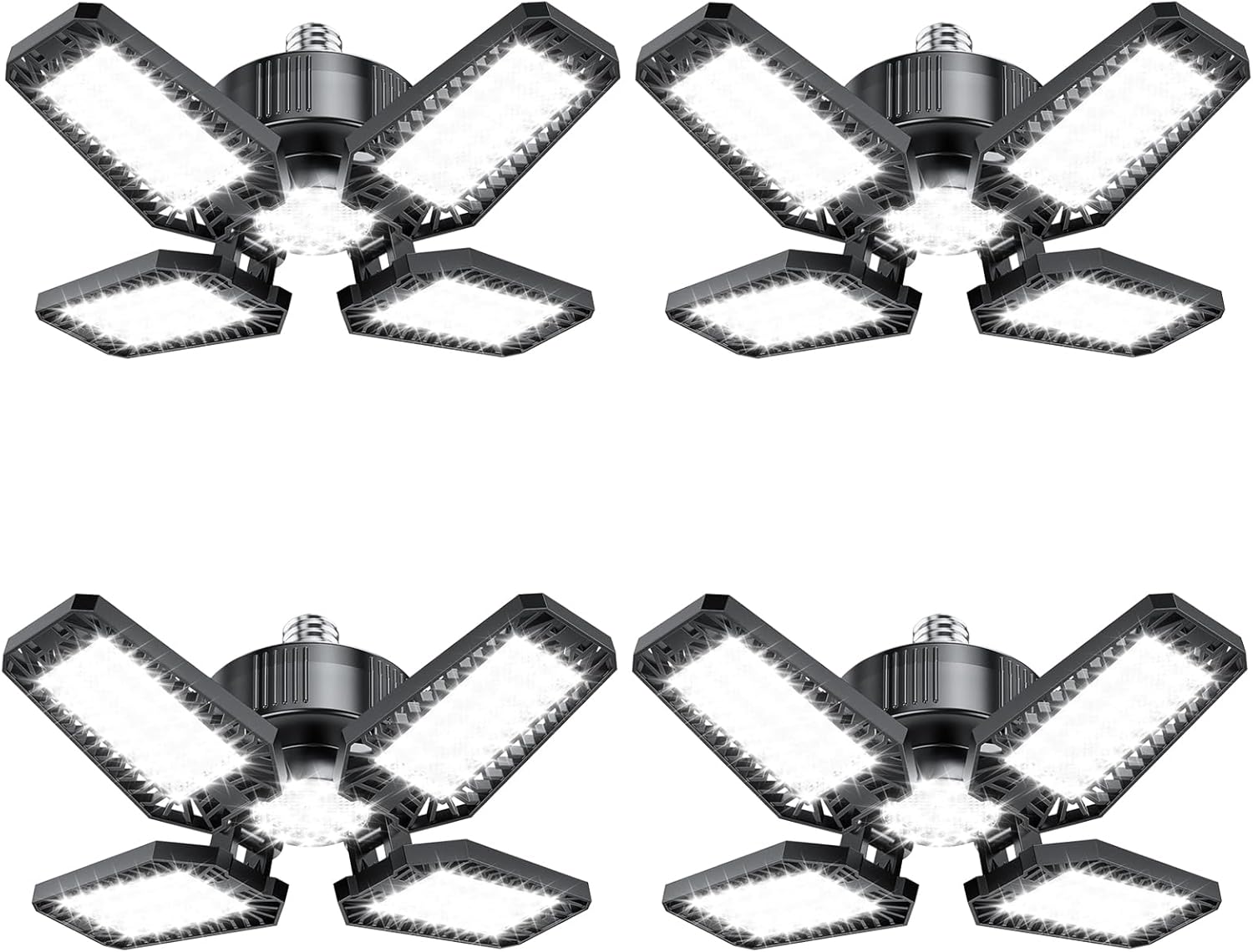 Garage Light 4 Pack 120W with 4+1 Deformable Panels for Brightness