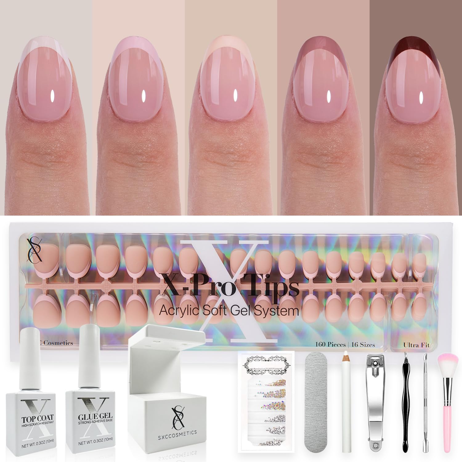SXC Cosmetics French Tip Press On Nails for Stunning Looks