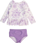 RuffleButts Scalloped Long Sleeve Rash Guard 2-Piece - UPF50 Baby
