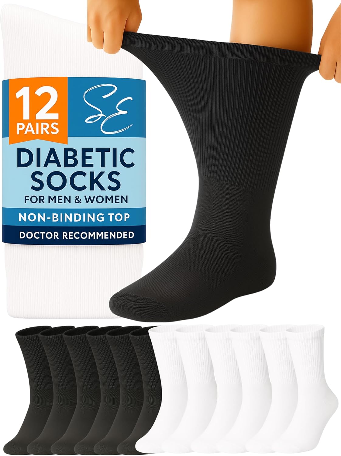 Special Essentials Diabetic Socks for Men & Women - 12 Pairs