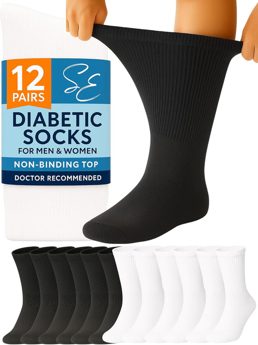 Special Essentials Diabetic Socks for Men & Women - 12 Pairs