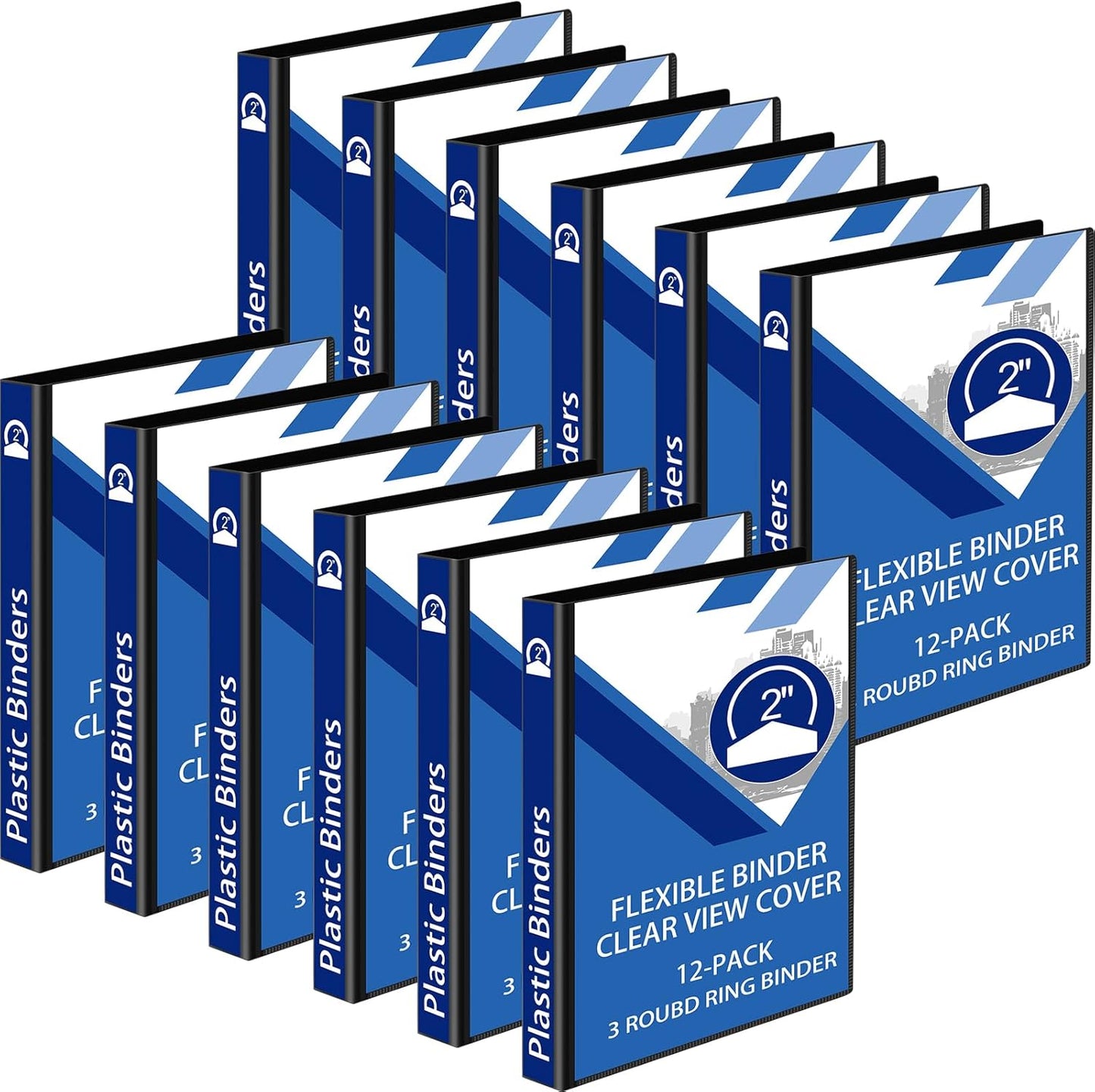 Fulmoon 12 Pcs Economy View 3 Ring Plastic Binder for Organizing