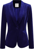 Velvet Shawl Collar Blazer - Office Coat with 1 Button Closure