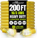 200ft Outdoor/Indoor Extension Cord 16/3 Gauge Heavy Duty - Long
