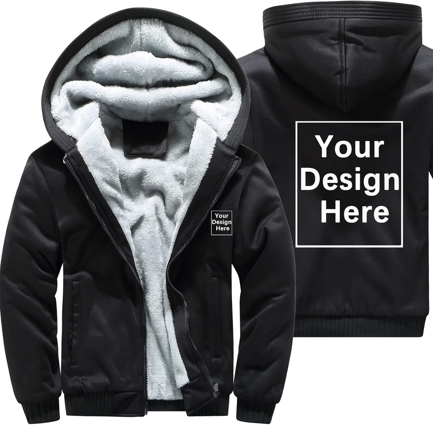 Personalized Custom Men's Hoodie - Design Your Own Fleece Jacket
