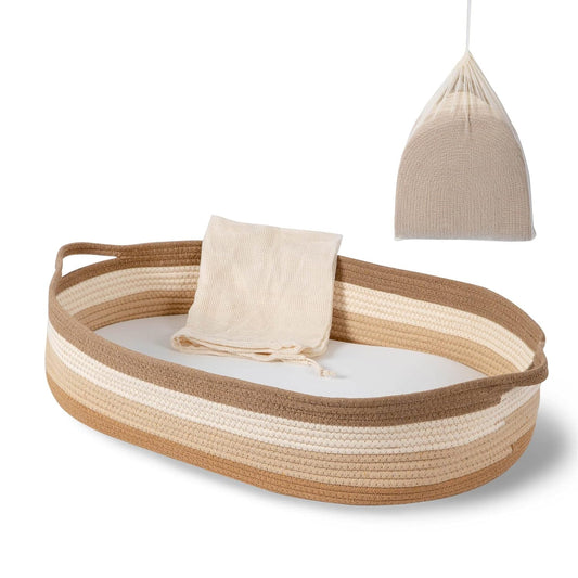 Baby Changing Basket - Stylish Moses Basket with Foam Pad